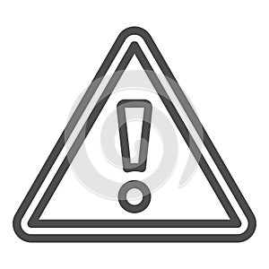 Attention line icon. Exclamation, hazard danger, warning in triangle symbol, outline style pictogram on white background