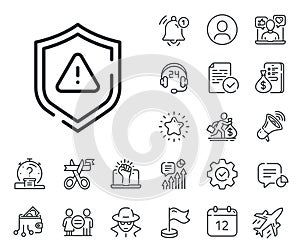 Attention line icon. Important warning sign. Salaryman, gender equality and alert bell. Vector