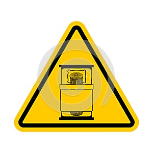 Attention log in bed. Caution bad sex. Vector Warning yellow road Sign