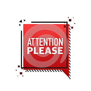 Attention please flat banner. Vector illustration of important announcement