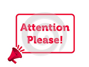 Attention please message vector megaphone badge