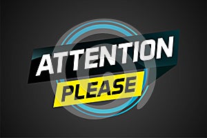 attention please word vector illustration