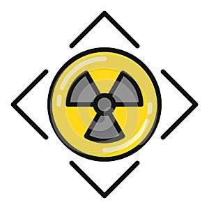 Attention Radiation Warning vector colored icon or logo element