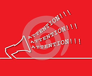 Attention red background with megaphone.