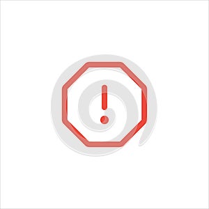 Attention red sign with exclamation mark symbol. danger alert caution icon. Error message symbol. Stock vector