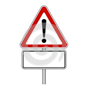 Attention Sign - Empty Road Sign - Vector Illustration - Isolated On White Background