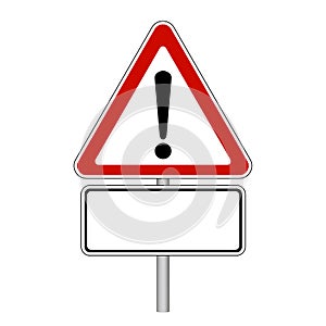Attention Sign - Empty Road Sign - Vector Illustration - Isolated On White Background photo