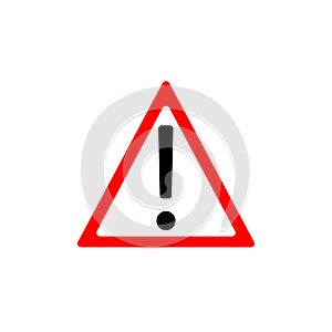 Attention sign with exclamation mark symbol. Vector illustration. Warning icon. Triangle.