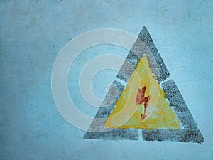 Attention sign high voltage background