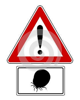 Attention sign with optional label soaked tick