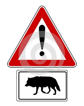 Attention sign with optional label wolf