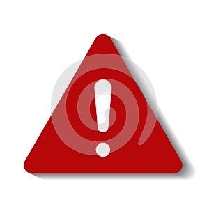 Attention sign warning symbol danger zone red symbol, white background with shadow. EPS 10