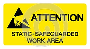 Attention Static Safeguarded Work Area Symbol Sign, Vector Illustration, Isolated On White Background Label .EPS10