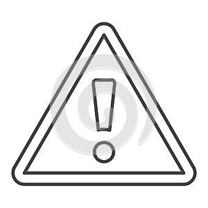 Attention thin line icon. Exclamation, hazard danger, warning in triangle symbol, outline style pictogram on white