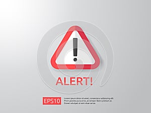 attention warning alert sign with exclamation mark symbol. shield line icon for Internet VPN Security protection Concept vector i photo
