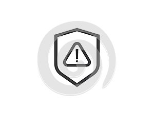 attention warning alert sign with exclamation mark symbol. shield line icon for Internet VPN Security protection Concept vector i