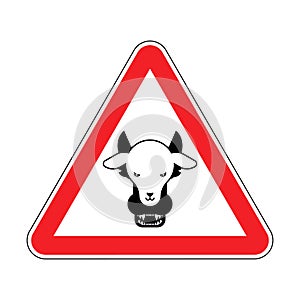 Attention Wolf in sheep`s clothing. Warning red road sign. Caution Hypocrite. Danger Trickster and liar photo