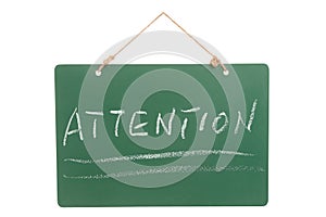 Attention word on green board