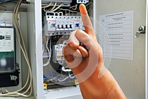 Attention the work is carried out in the switchboard only in protective dielectric photo