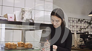 attentive barista rewrites the presence of desserts in the showcase. Quarantine service