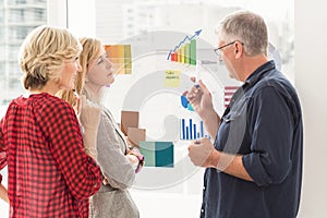 Attentive business team explaining flow charts