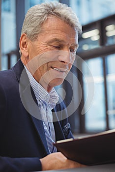 Attentive businessman looking at organizer