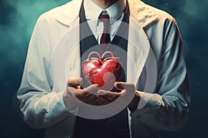 Attentive Doctor hand hearts. Generate Ai