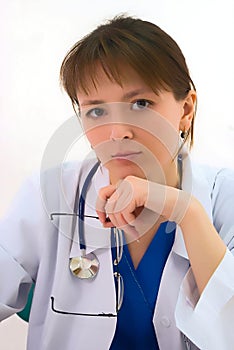 Attentive look of physician