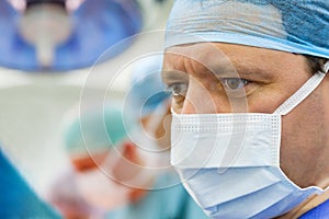 Attentive Look of Working Surgeon