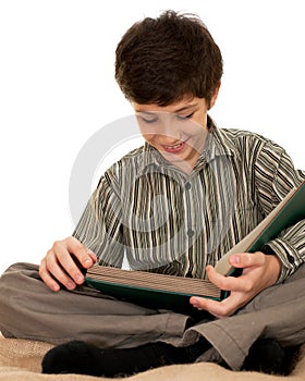 Attentive reading boy