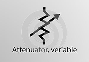 Attenuator Veriable Engineering Symbol, Vector symbol design. Engineering Symbols.