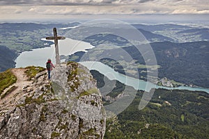 Attersee lake and Alpine range in Salzburg region. Austria highlight