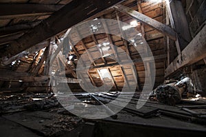 Attic of an abandoned French farm