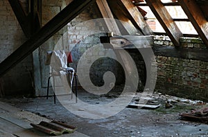 Attic in an abandoned house