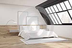 Attic bedroom with carpet