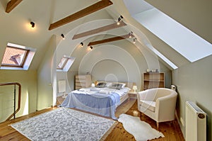 Attic bedroom interior