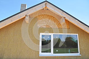 Attic insulation with stone insulation for thermal insulation outdoor.