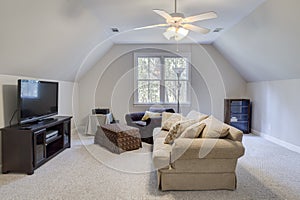 Attic man cave with tv