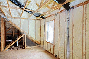 Attick loft insulation partly isolated wall photo
