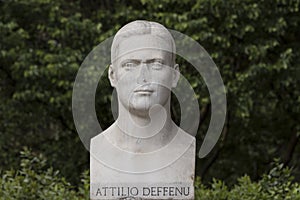 Attilio Defennu statue in the villa Borghese gardens Rome Italy