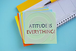 Attitude is Everything concept text on colorful note.Writing note showing Attitude Is Everything. Business photo showcasing
