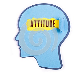 Attitude word in the person head photo