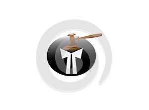 Attorney clothes and lawyer hammer for logo design