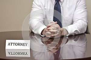 Attorney at Desk with Business Card