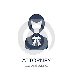 attorney icon. Trendy flat vector attorney icon on white background from law and justice collection