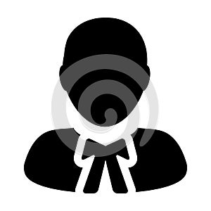 Attorney icon vector male user person profile avatar symbol for law and justice in flat color glyph pictogram