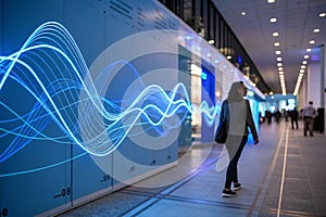 Attract Blue Line Movement, Abstract Wave Line