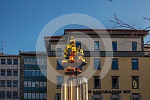 Attraction in Bergamo. Fiammetta - Candela monumentale. P.za Giacomo Matteotti, Bergamo, Italy