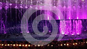 Attraction musical fountain show, water spray dancing with electrical music and lights