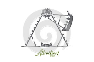 Attraction, park, fair, entertainment, amusement concept. Hand drawn isolated vector.